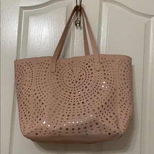 Rose gold/ light pink zipper tote bag